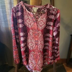 Lucky Brand Pink Paisley Long Sleeve